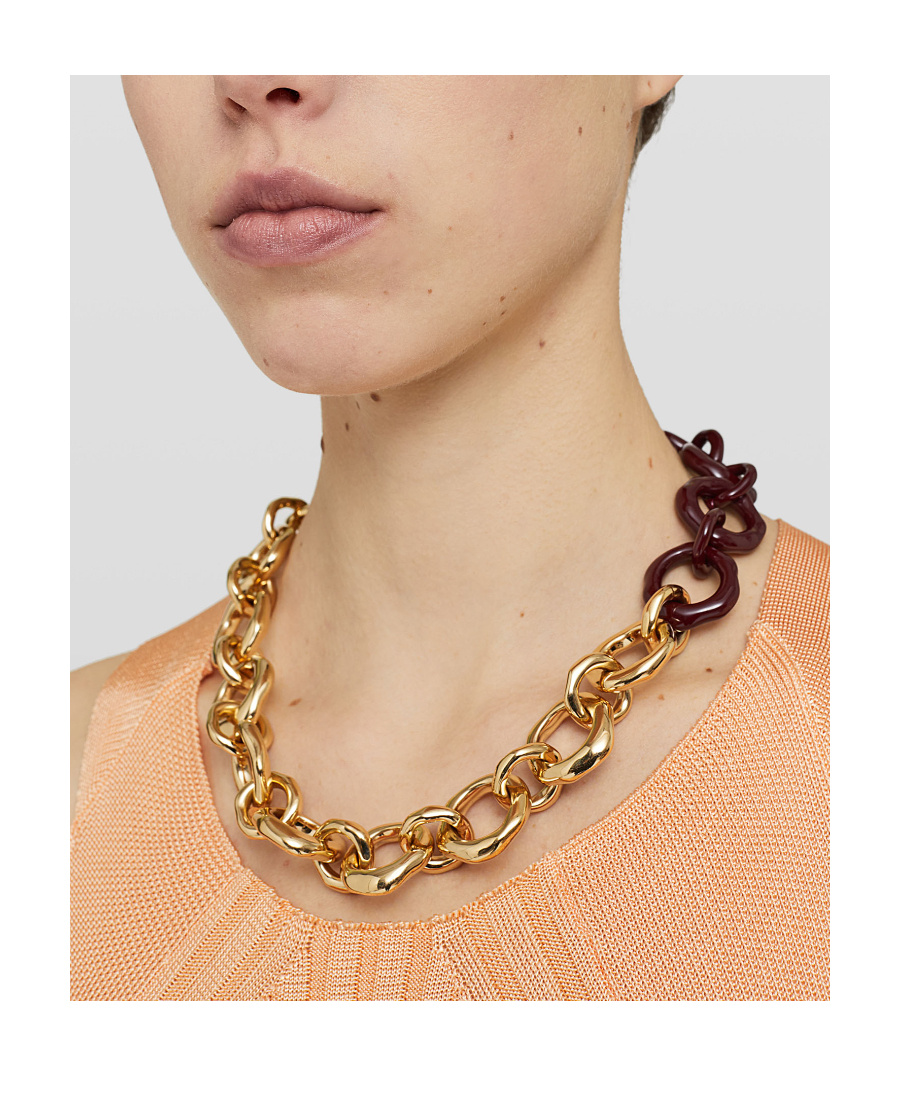 Jil Sander Two-tone Chunky Chain Necklace In Yellow