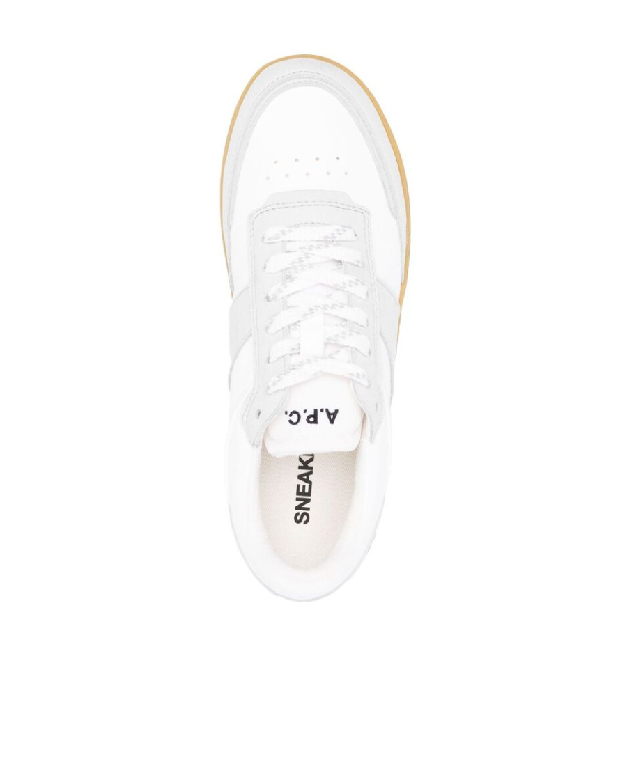 A.p.c. Two-tone Synthetic Leather Plain Sneakers In White