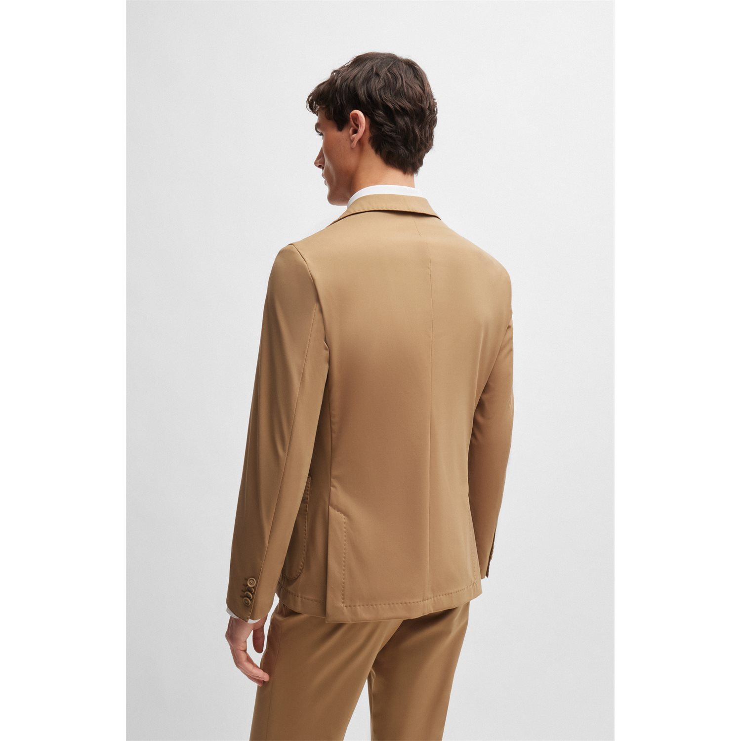 Hugo Boss Slim-fit Jacket In Performance-stretch Jersey In Brown
