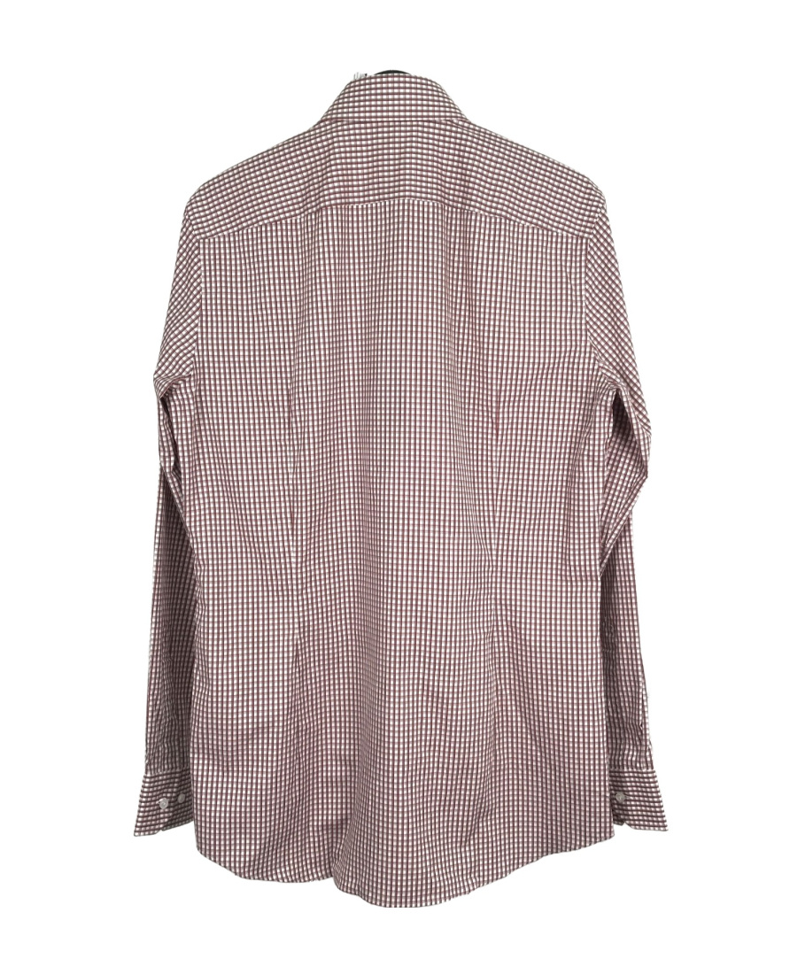 Hugo Boss Lapel Long-sleeved Shirt With Small Plaid Pattern In Multicolor