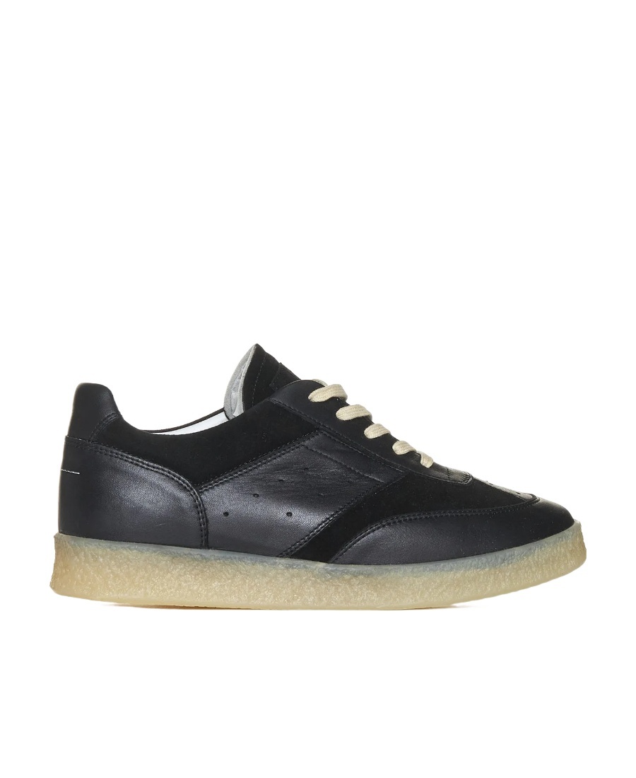 Mm6 Maison Margiela Lace Up Leather Sneakers In Black
