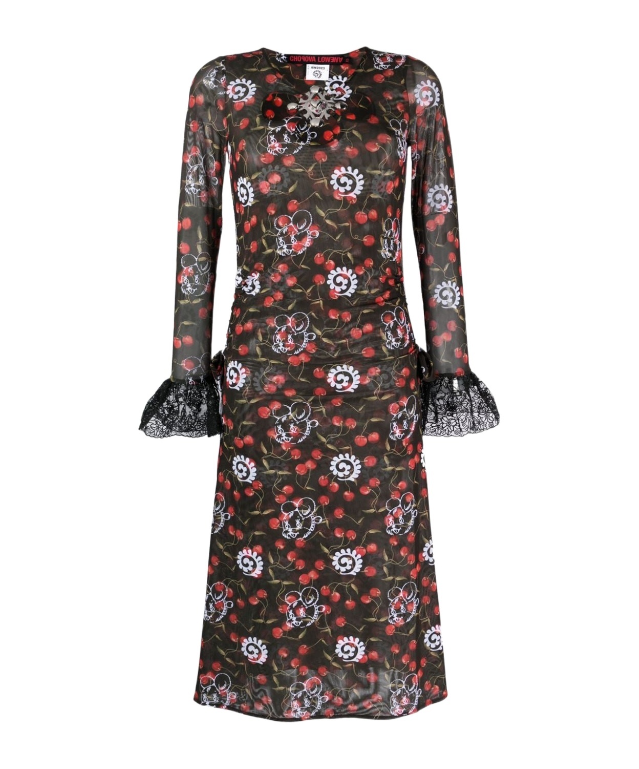 Chopova Lowena Windsucker Translucent Mid-length Dress In Black