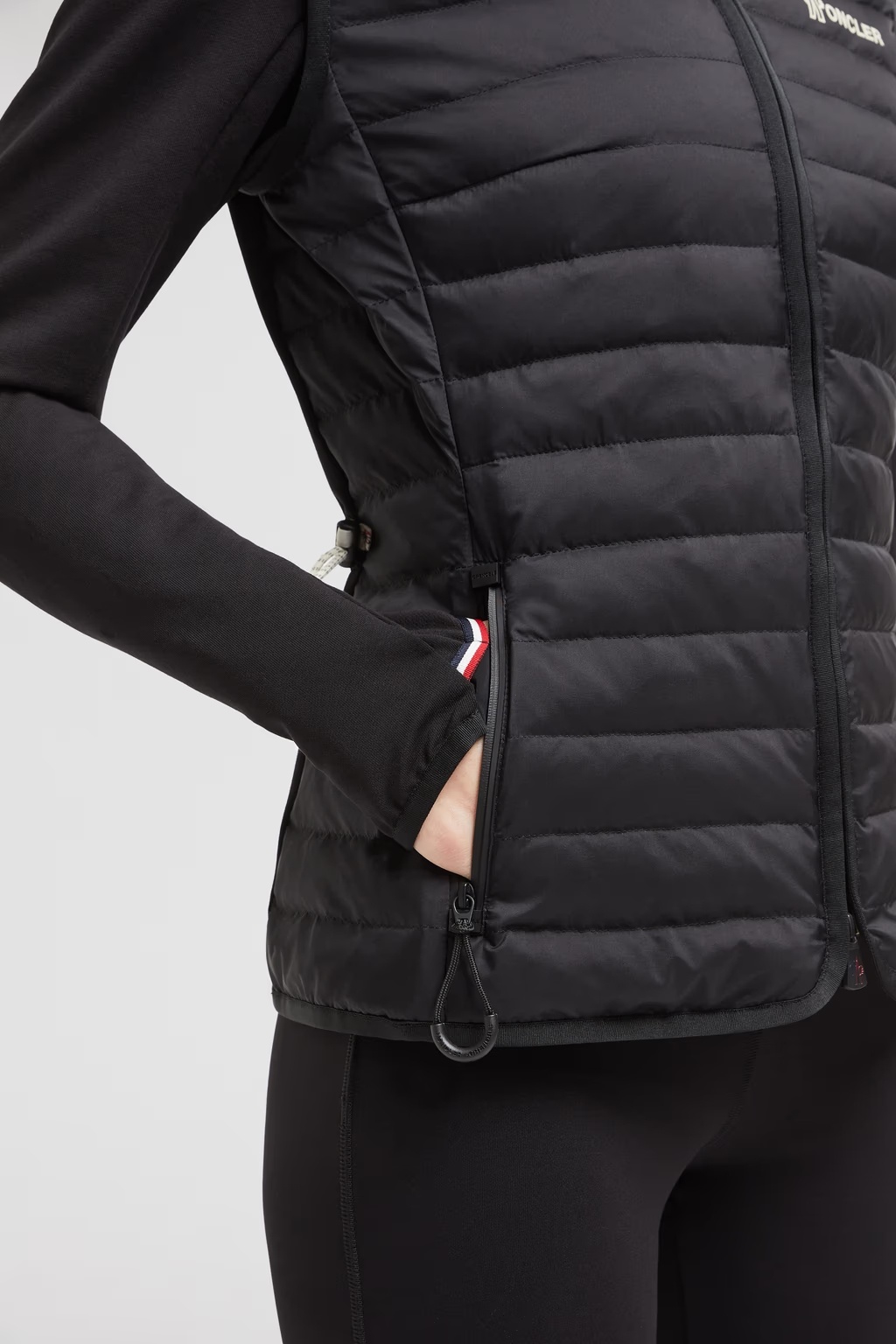 Moncler Long-sleeved Down Jacket In Black