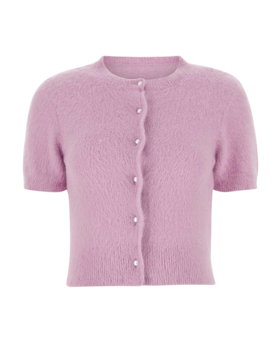 Maison Margiela Lilac Angora Blend Cardigan In Pink