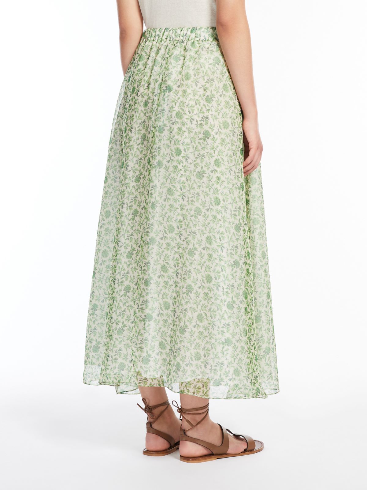 Weekend Max Mara Silk Organza Flared Skir In Green