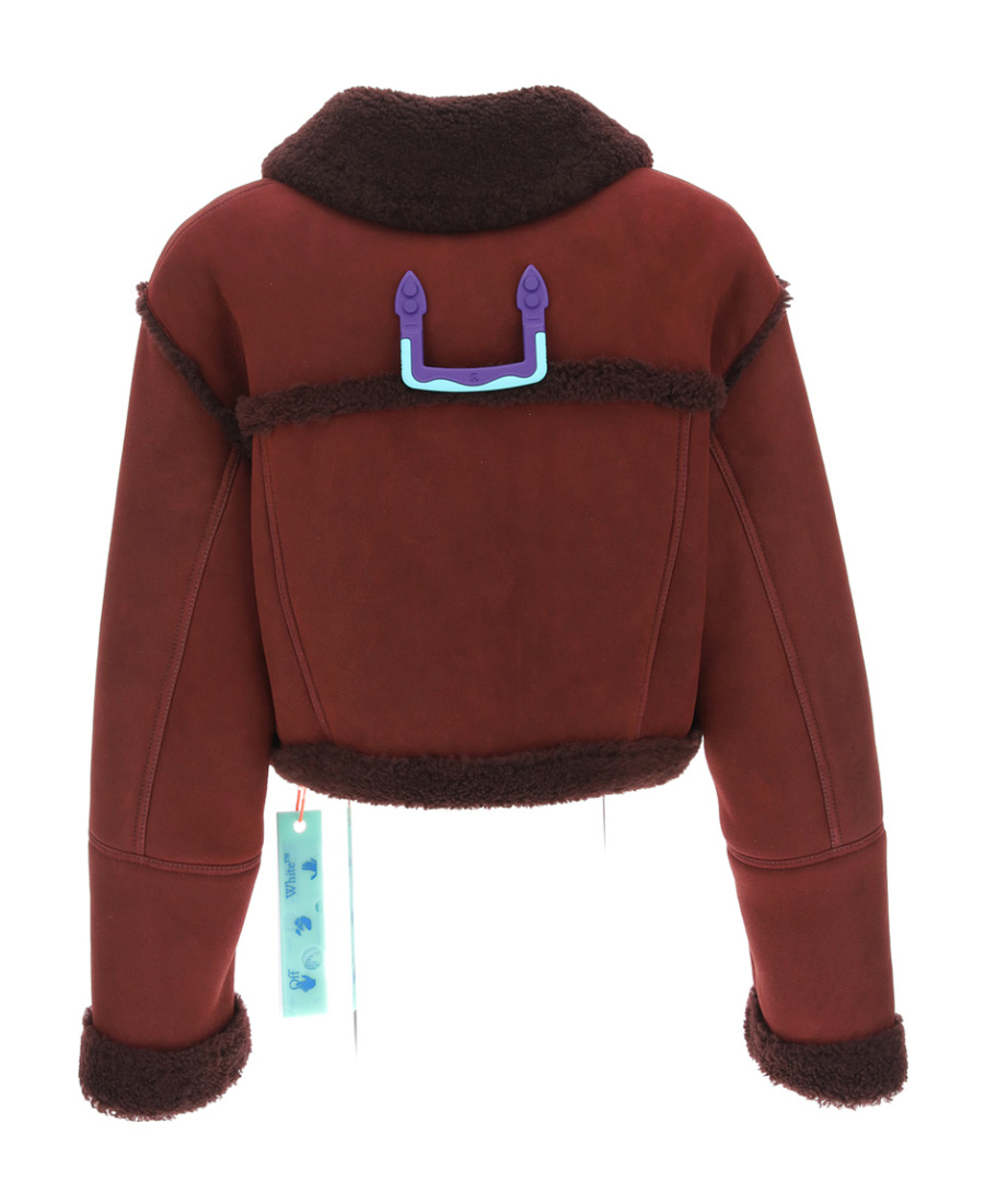 Off-white Cropped Shearling Jacket In Red