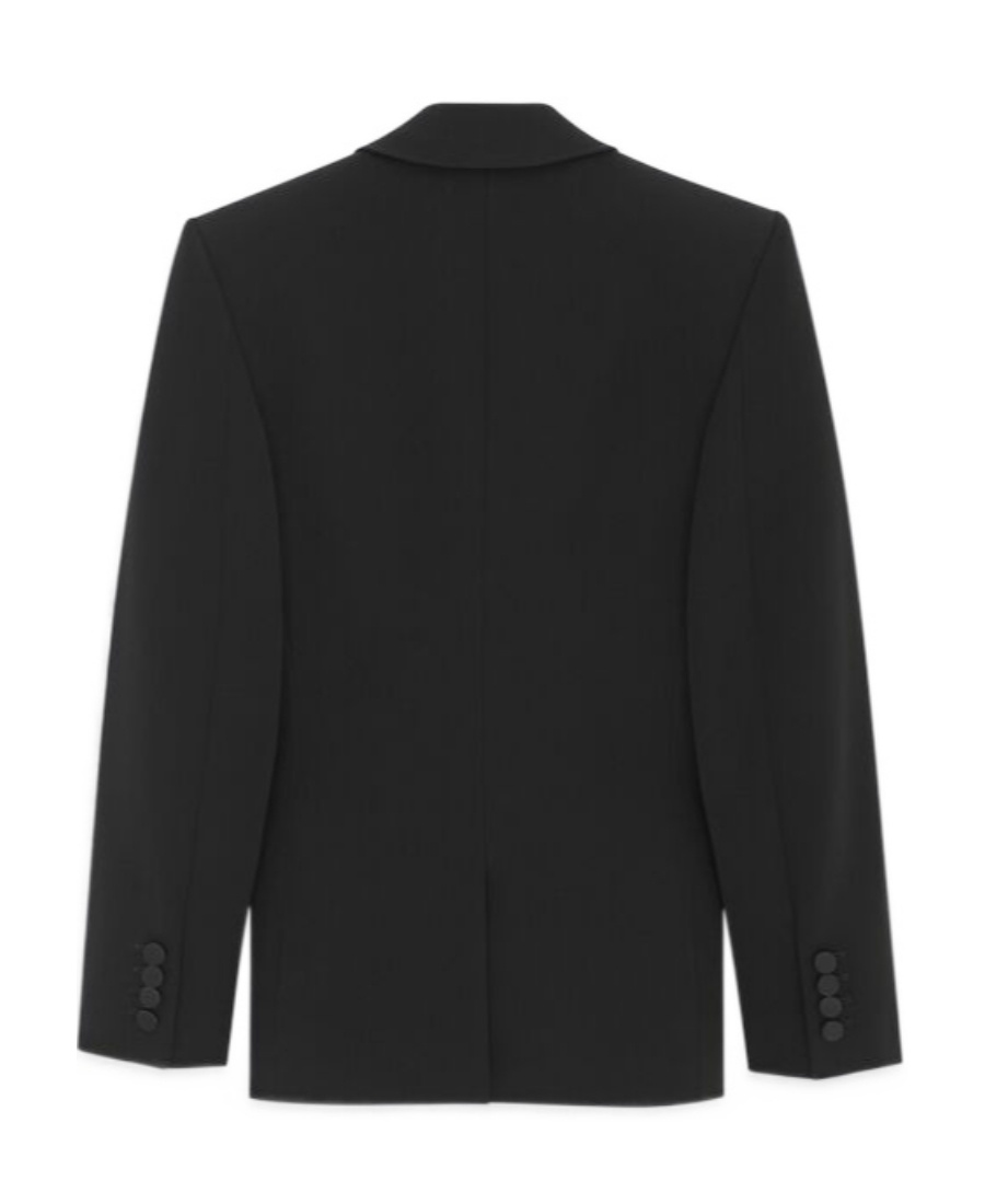 Saint Laurent Tuxedo Jacket In Grain De Poudre In Black