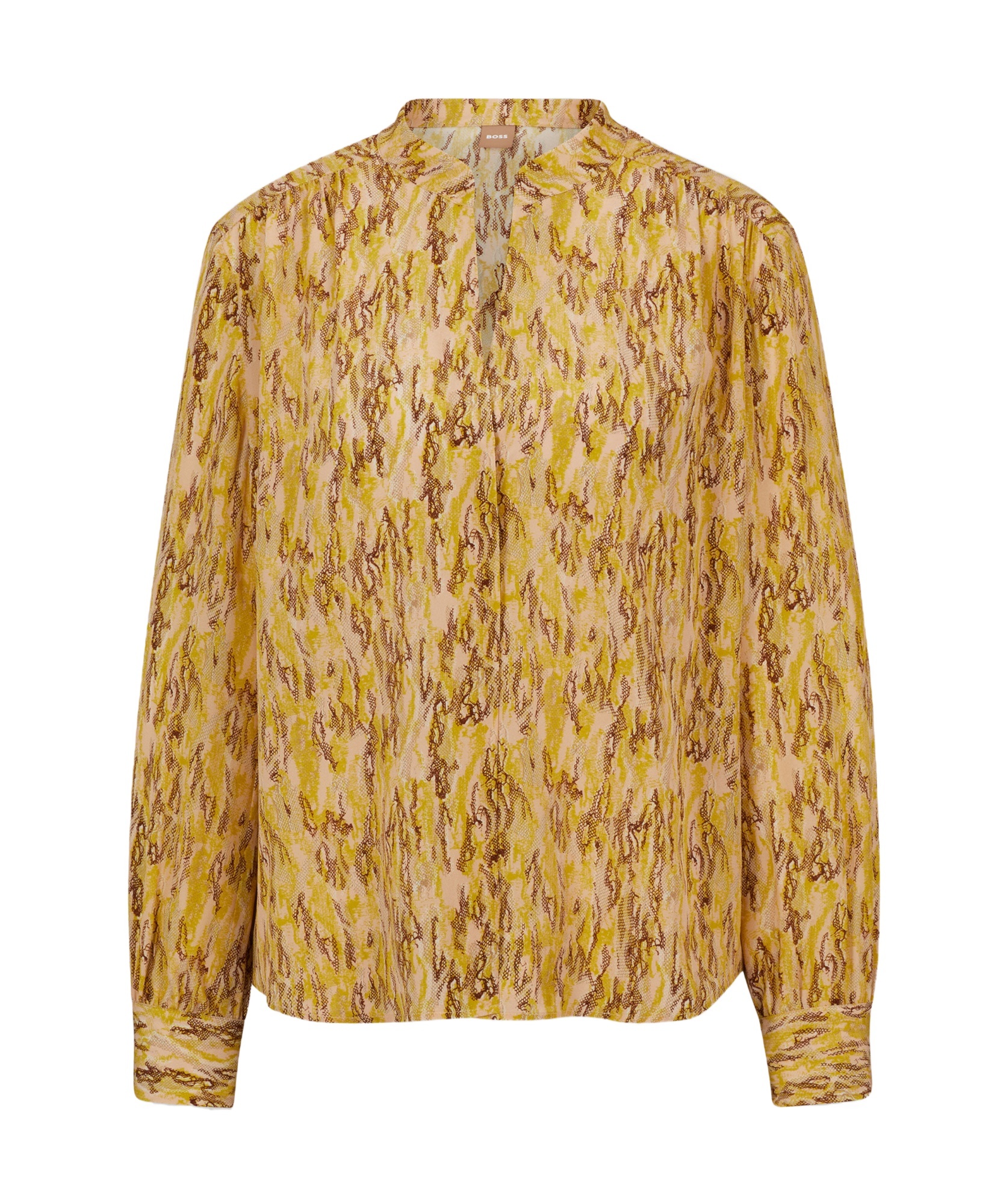 Hugo Boss Regular-fit Blouse In Printed Silk In Nude