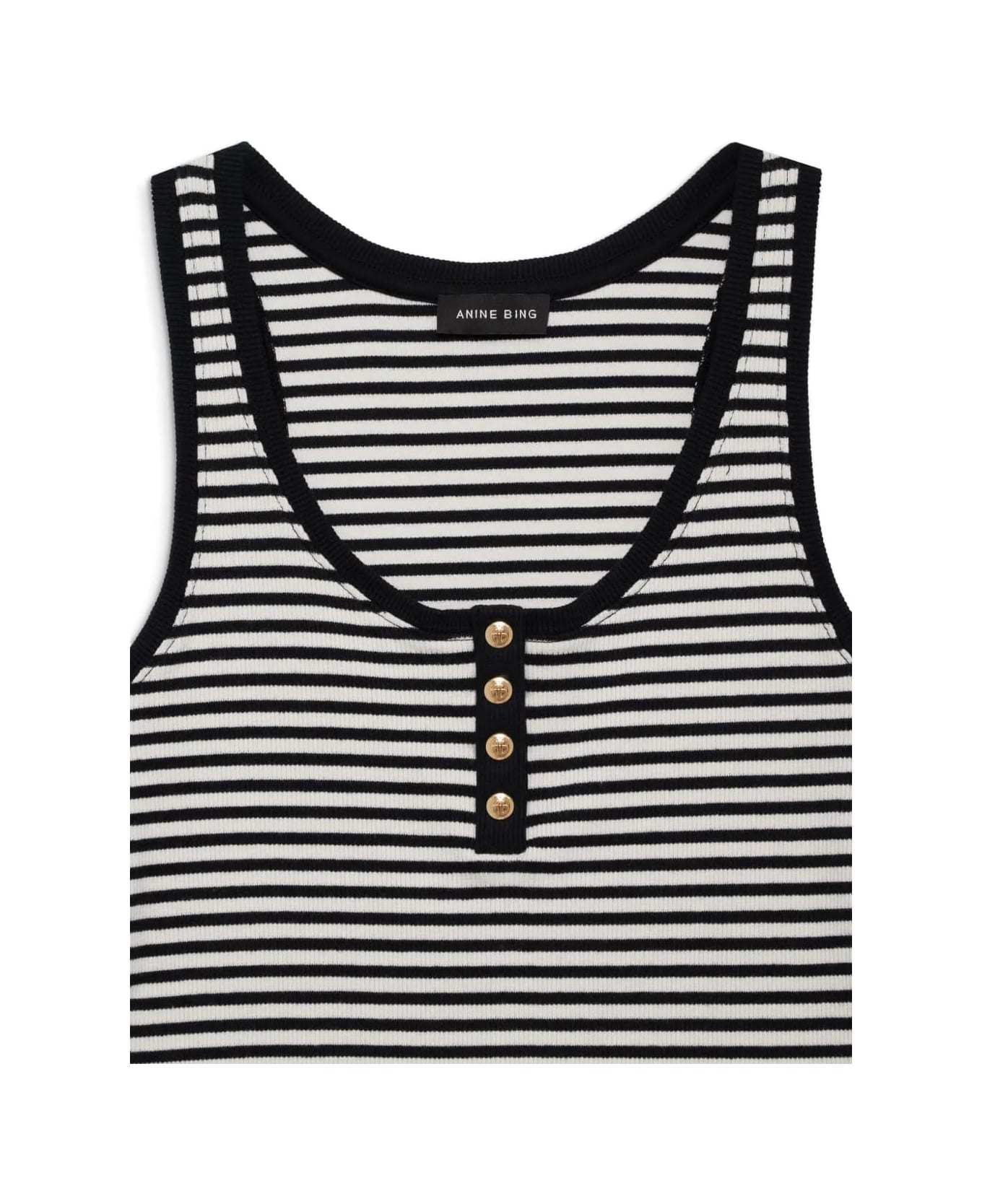 Anine Bing Alessia Tank Top In Black Cotton In Black