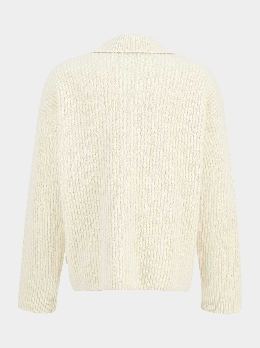 Ami Alexandre Mattiussi Ribbed Cardigan With Long Sleeves And Pockets In White
