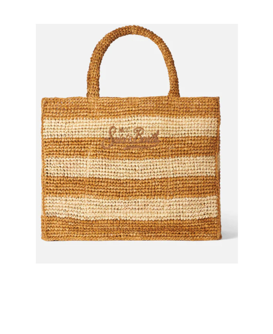 Mc2 Saint Barth Letter Knitted Handbag In Brown