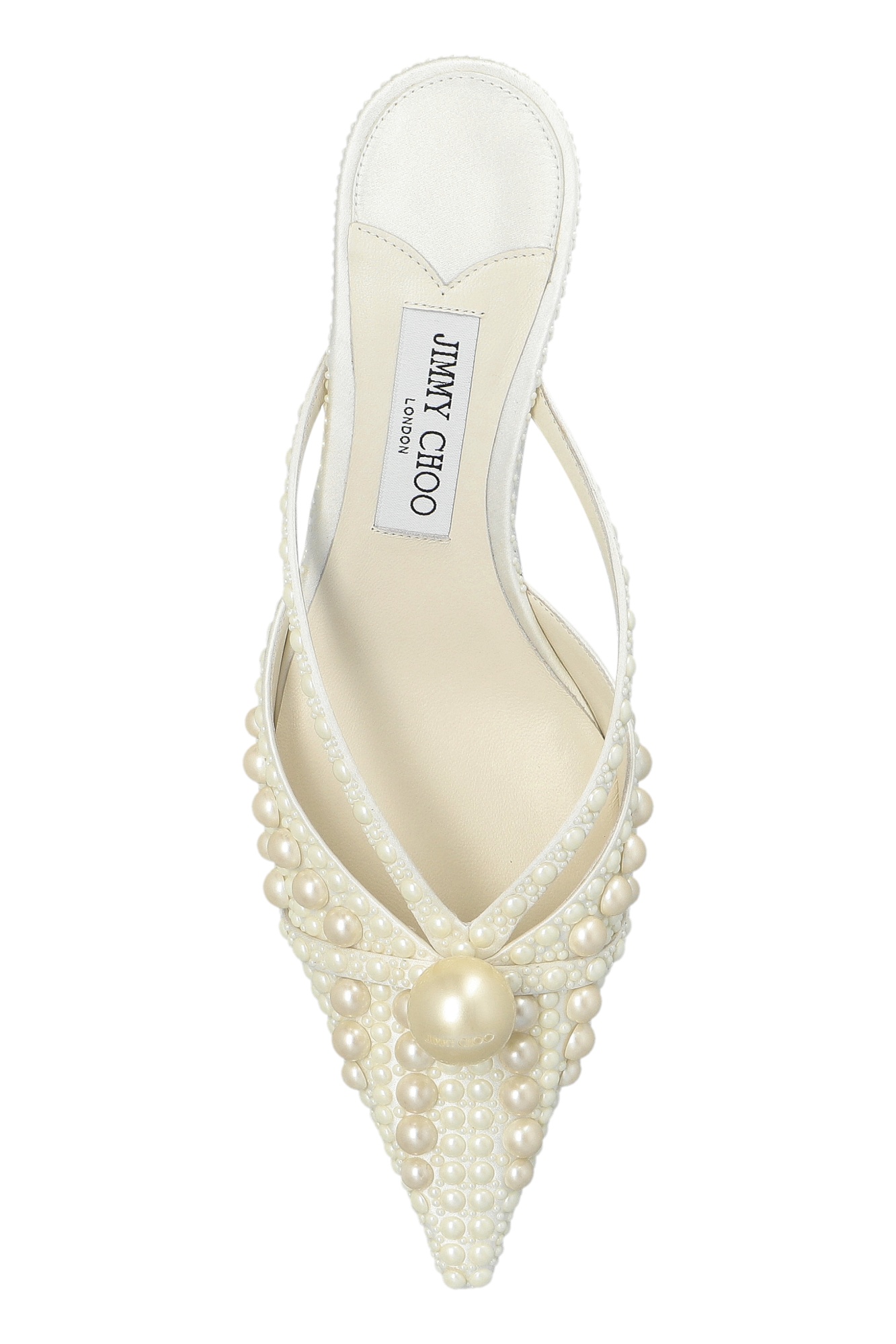 Jimmy Choo 50mm Sana Pearl-embellished Pointed-toe Mules In White
