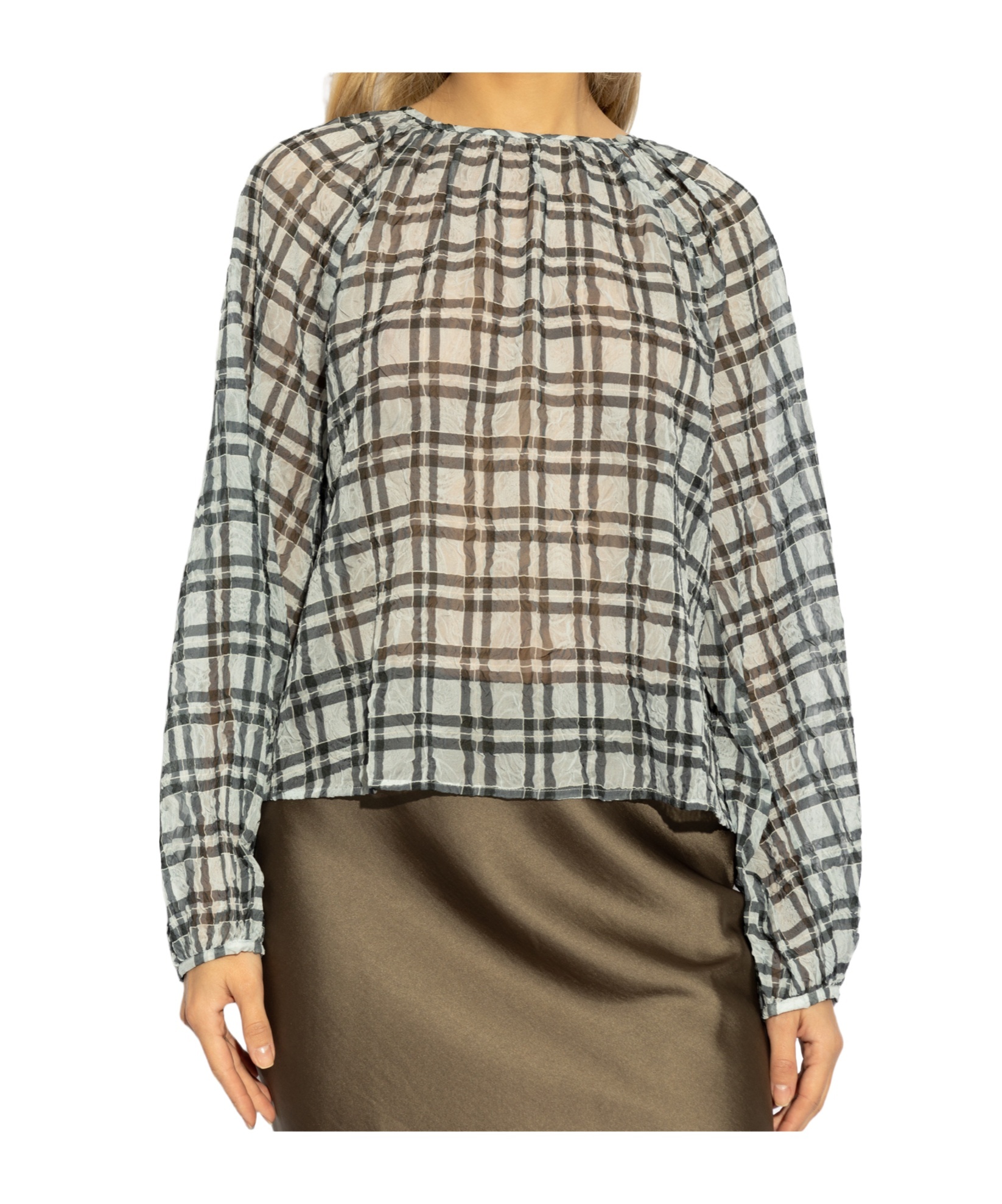 Shop Samsoe & Samsoe Checked Blouse In Gray