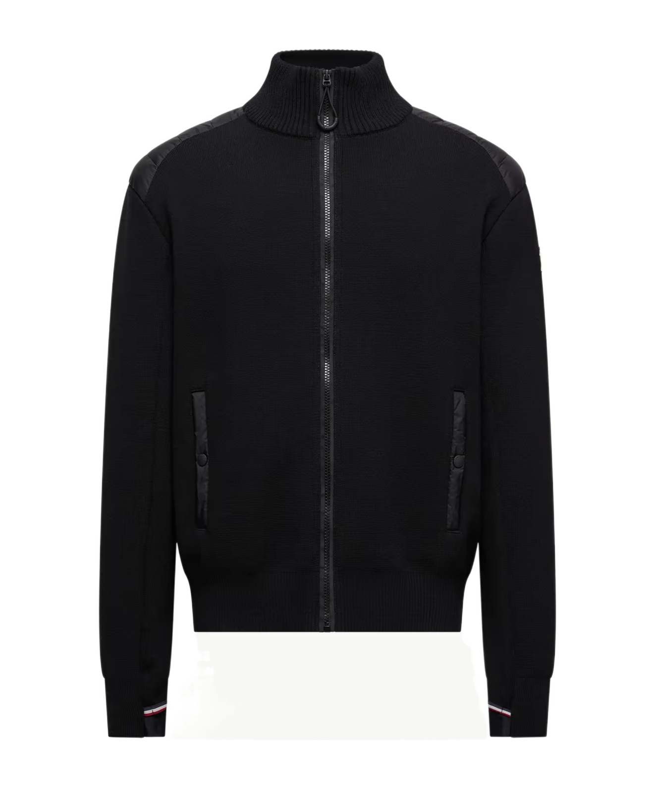Moncler Padded Wool Zip-up Cardigan In Black