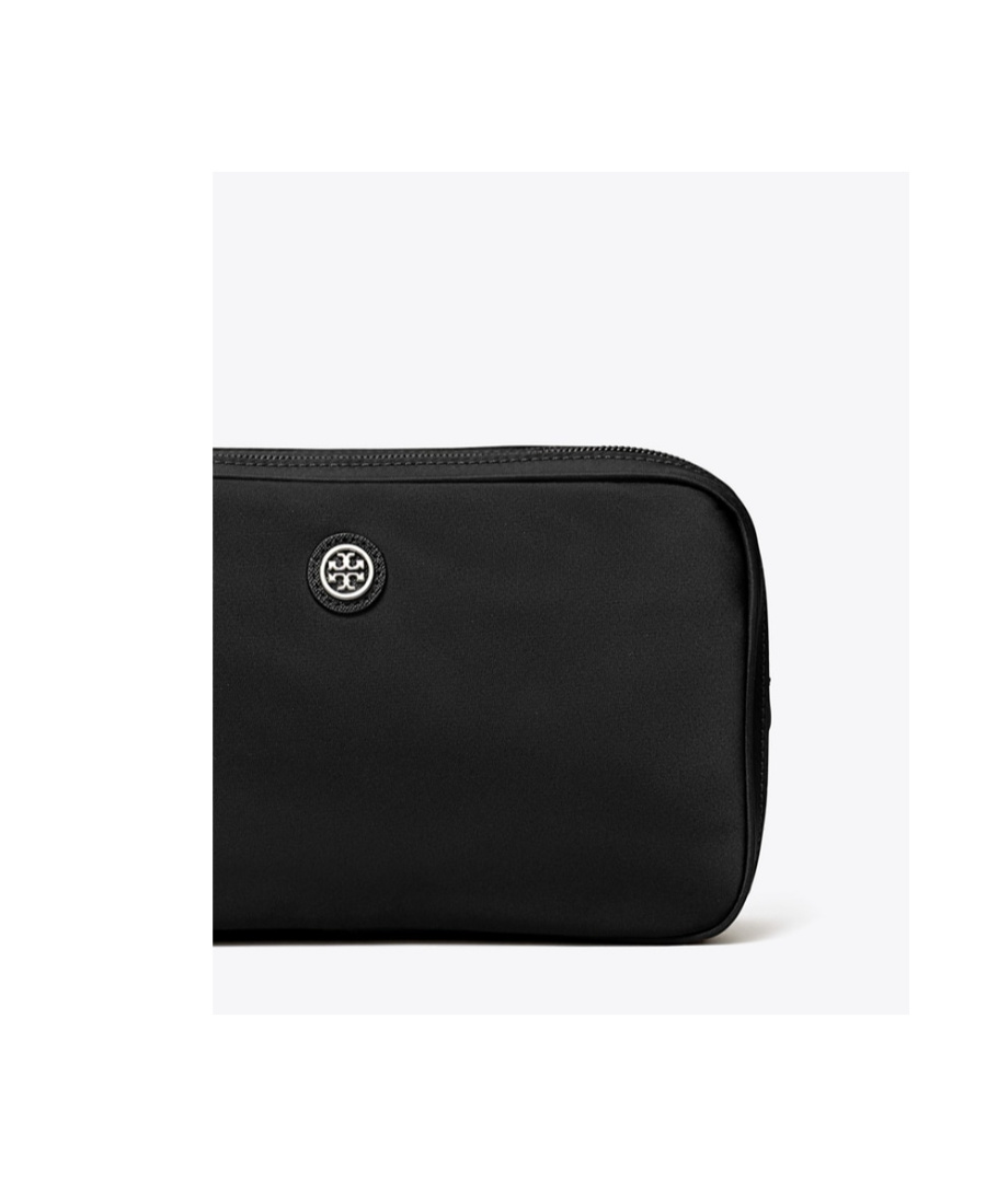 TORY BURCH LOGO-PATCH ZIPPED MAKE UP BAG
