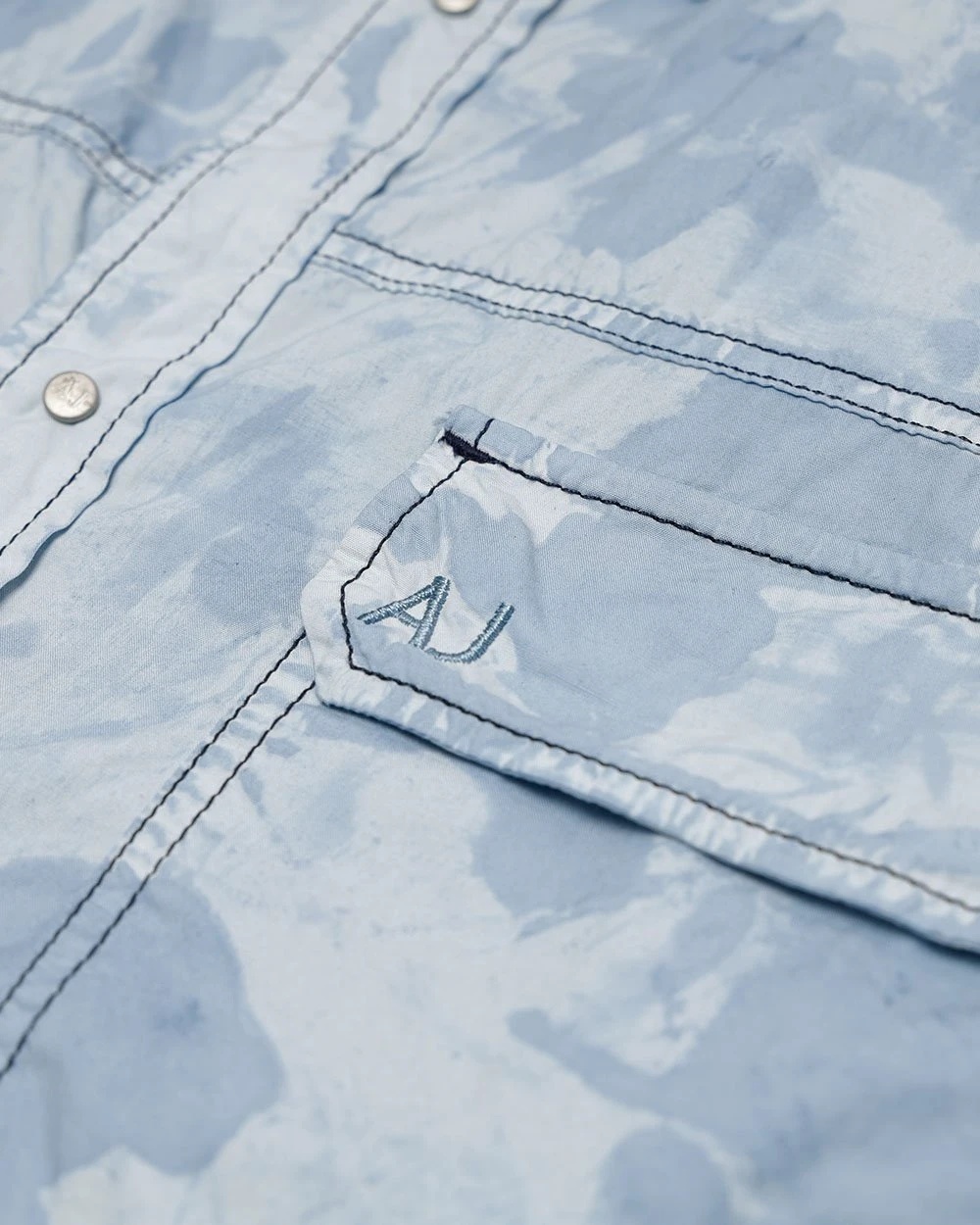 Armani Jeans Printed Short-sleeved Shirt In Blue