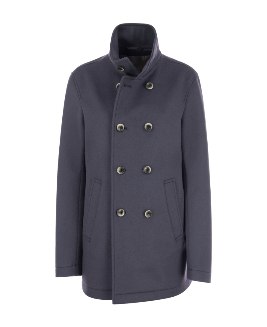 Herno Double-breasted Wool-cashmere Coat In Black