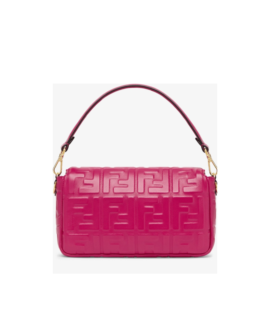Fendi Baguette Embossed Ff Shoulder Bag In Pink