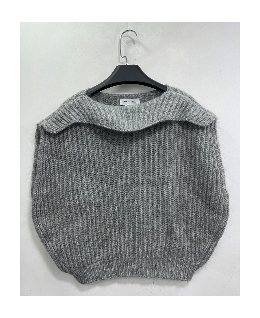 Fabiana Filippi Long-sleeved Knitted Sweater In Gray