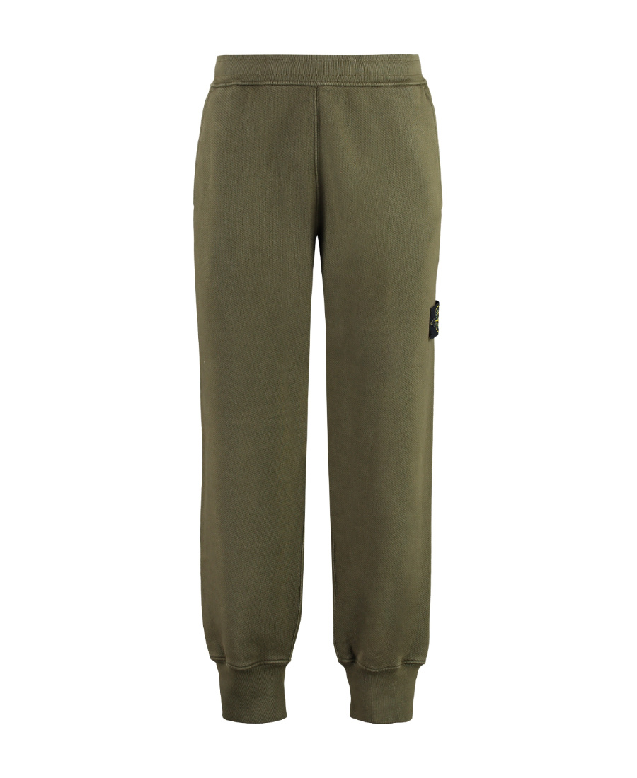 Stone Island Compass-patch Cotton Track Pants In Green