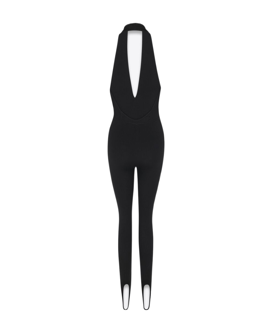 Saint Laurent Halterneck Open-back Jumpsuit In Black