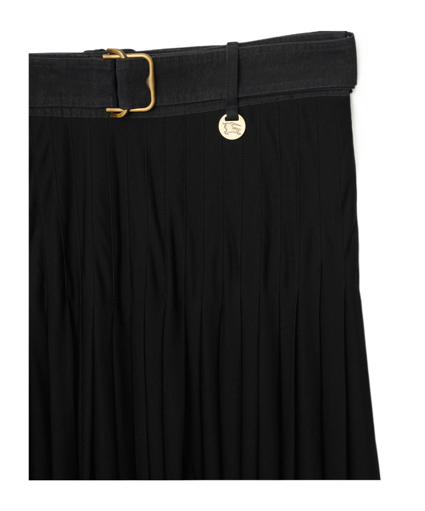 Burberry Bar Pleated Maxi Skirt With Belt In Black