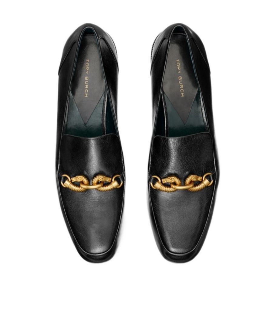 Tory Burch Jessa Horse-head Leather Loafers In Black