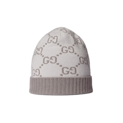 Gucci Gg Cashmere Jacquard Hat In Gray