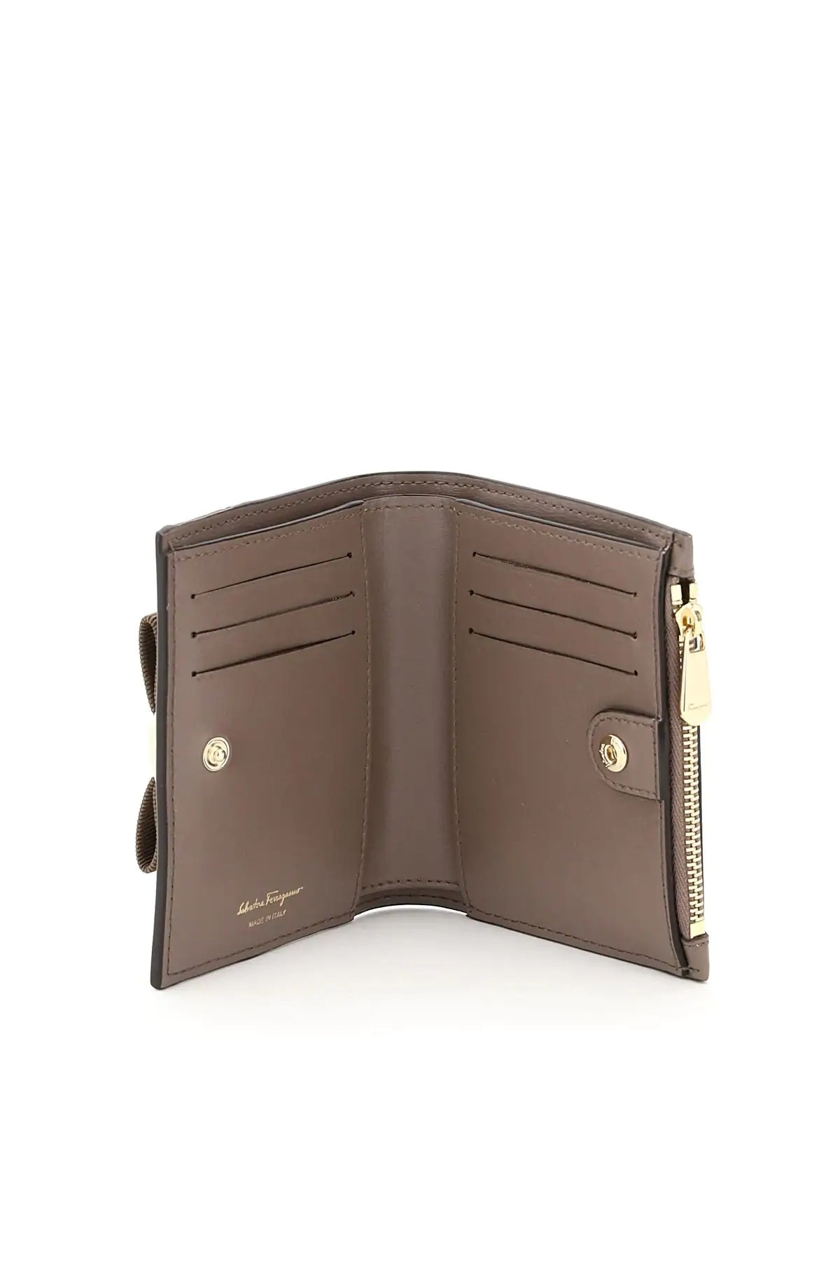 Ferragamo A Half-fold Wallet Decorated With A Bow In Gray