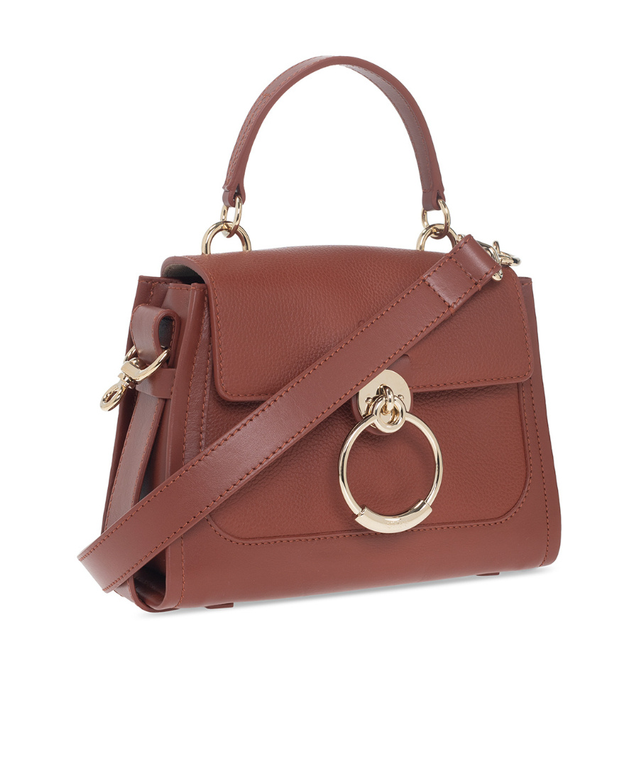Chloé Mini Tess Day Shoulder Bag In Grained Leather In Brown