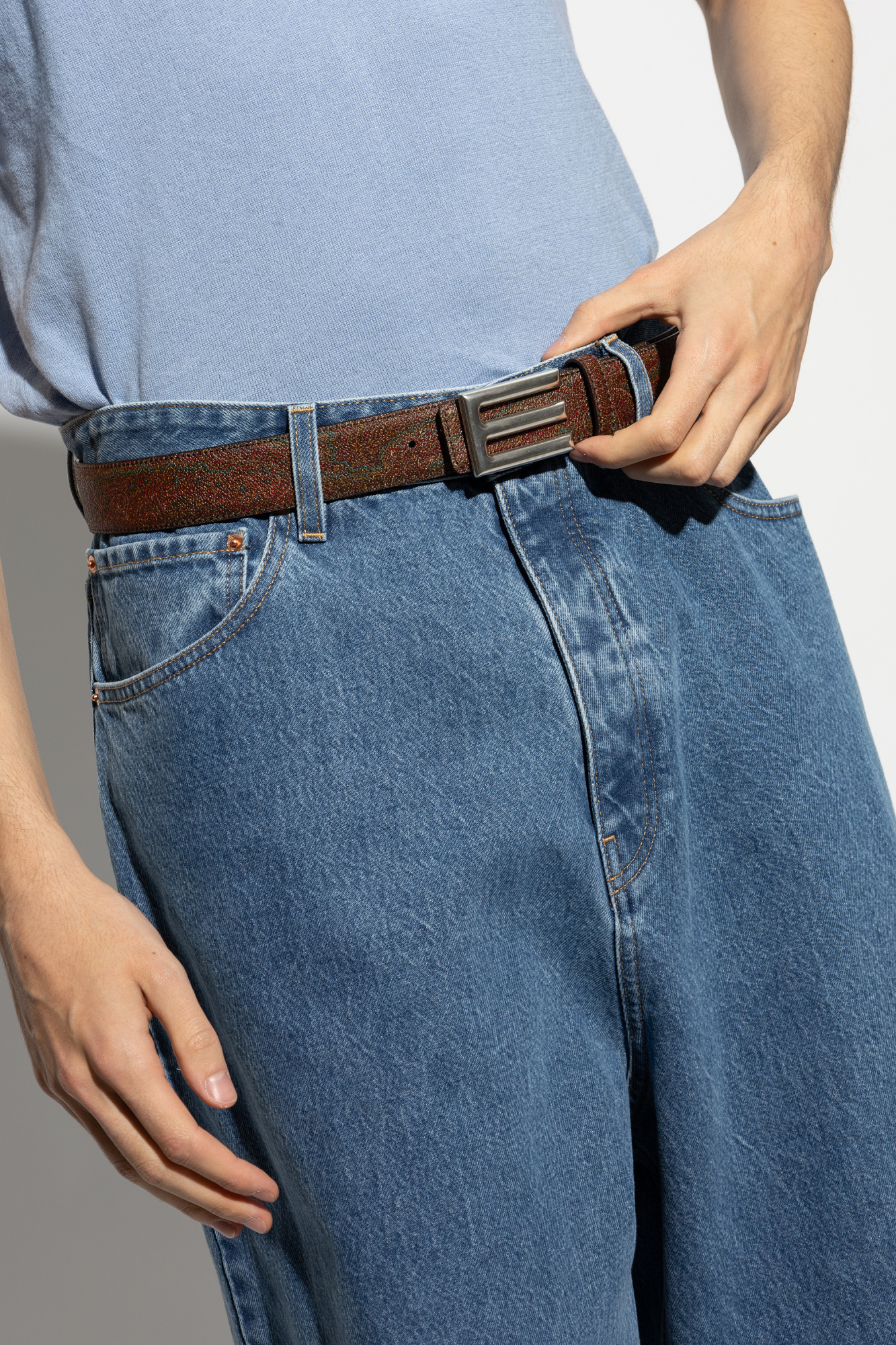 Etro Double-sided Belt In Brown