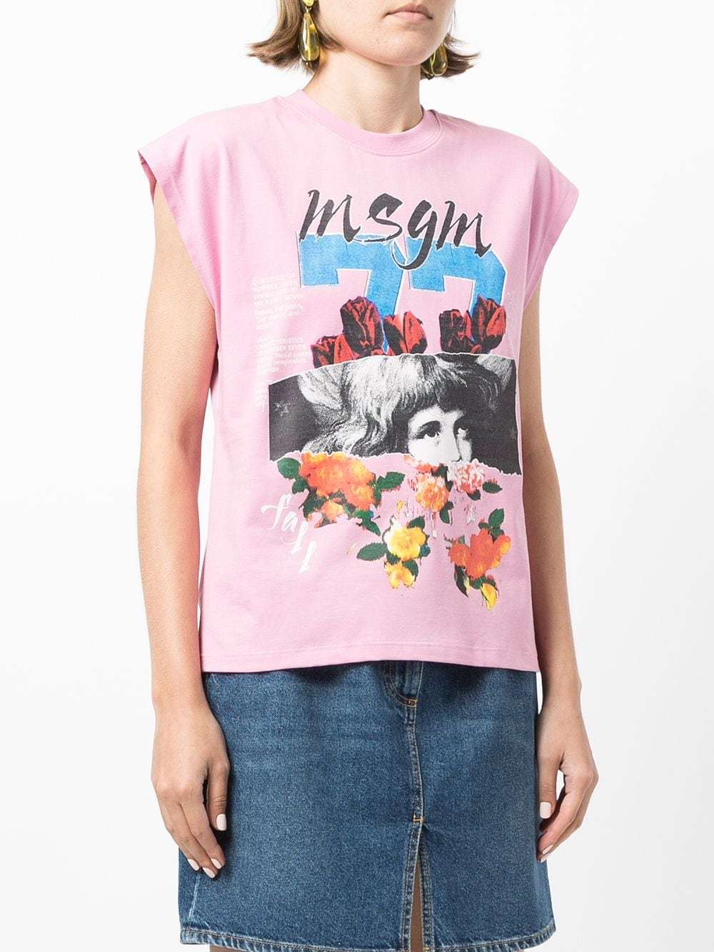 Msgm Pattern Printed T-shirt In Pink