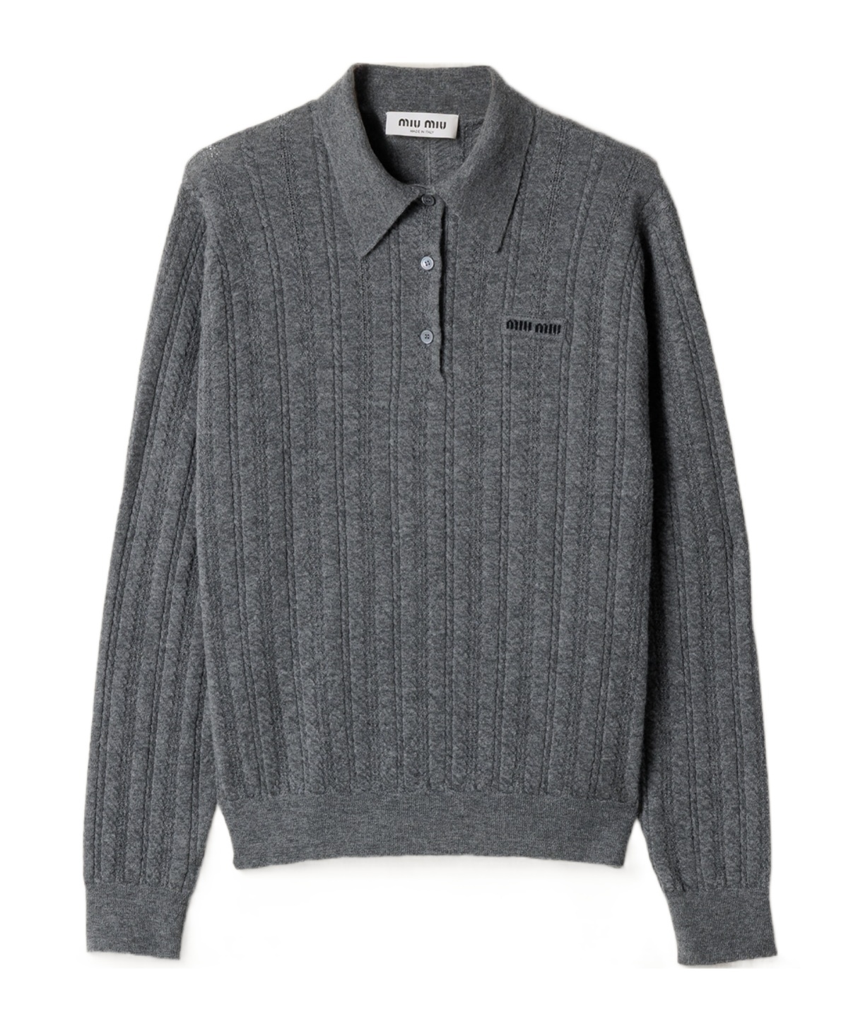 Miu Miu Cashmere Polo Sweater In Gray
