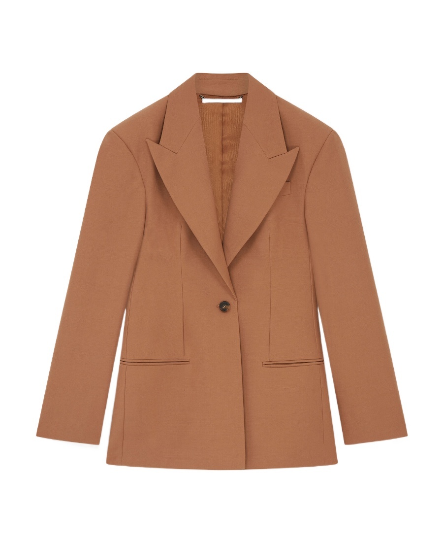 Stella Mccartney Long-sleeved Wool Suit Jacket In Brown