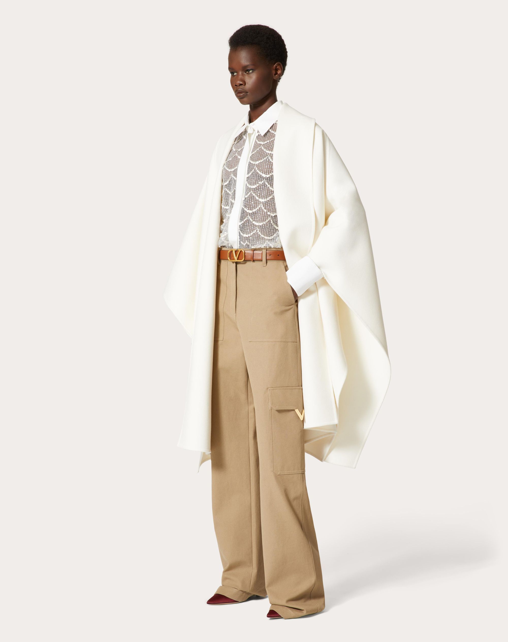 Valentino Canvas Cargo Trousers In Nude
