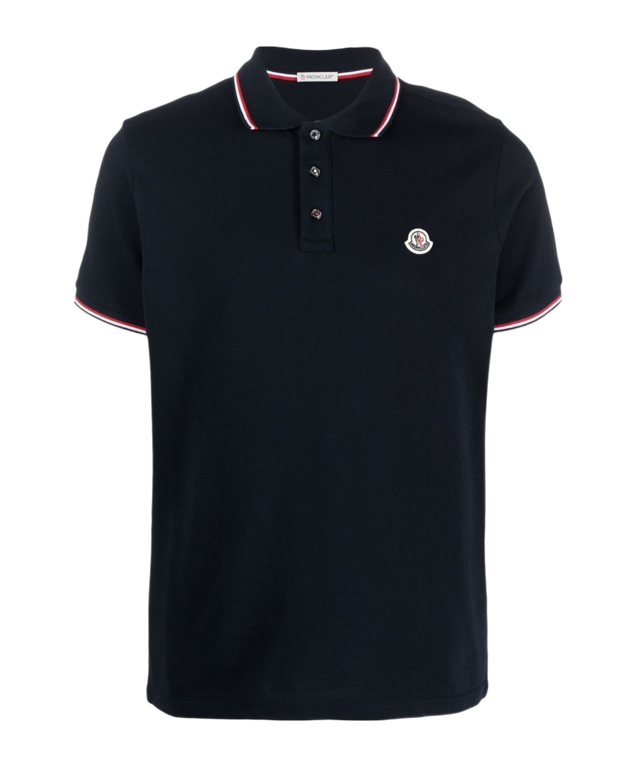 Moncler Cotton Polo Shirt With Logo In Blue