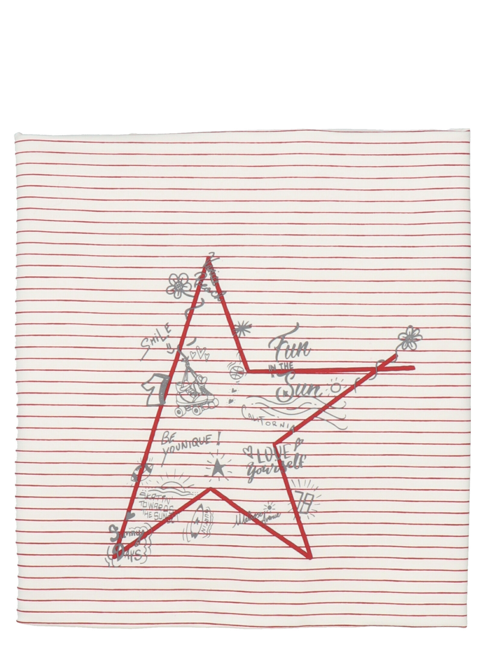 GOLDEN GOOSE BABY GIFT SET IN ECRU COTTON WITH RED STAR AND STRIPES