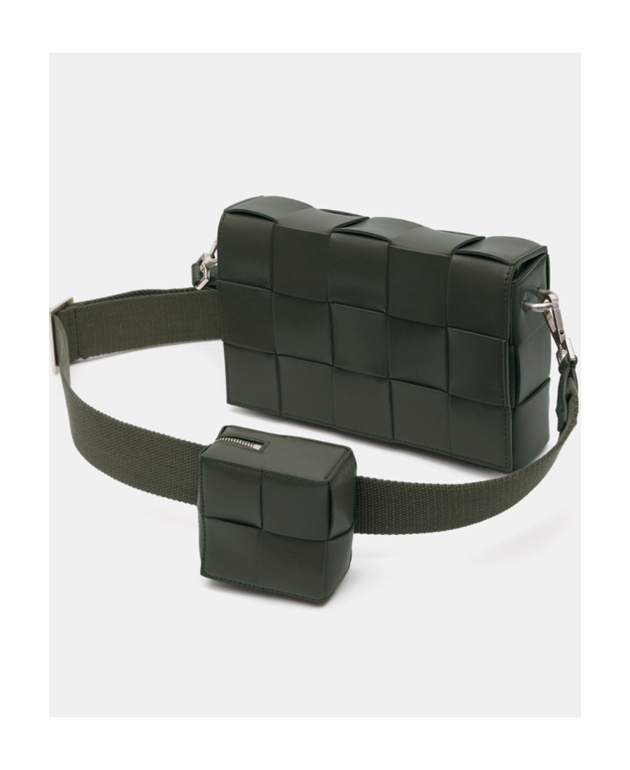 Bottega Veneta Cassette Intreccio Messenger Bag In Green