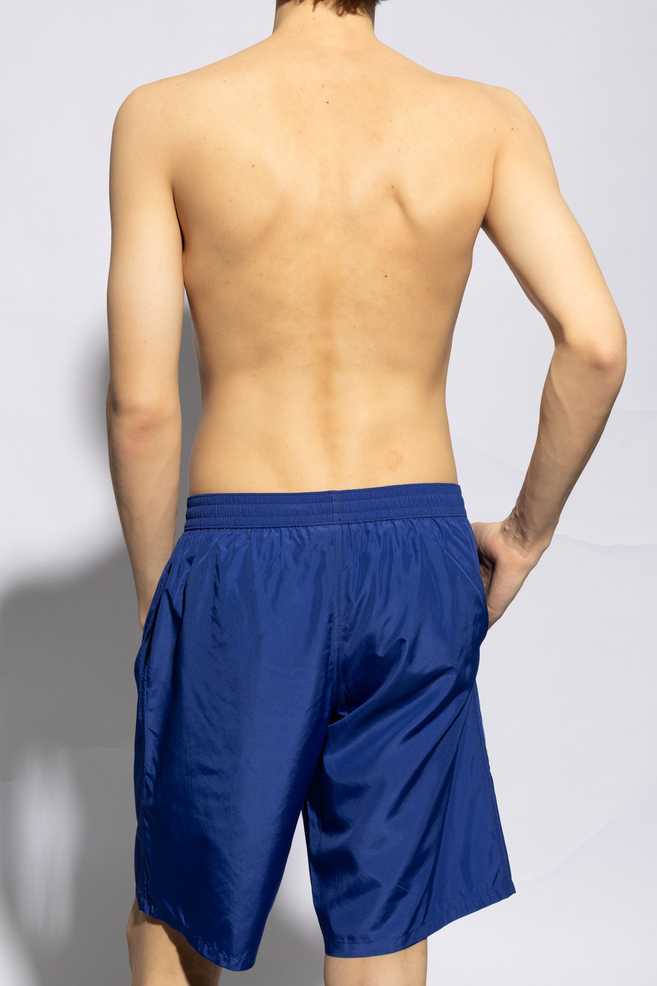 Shop Balmain Surfer Logo-print Swim Shorts In Blue
