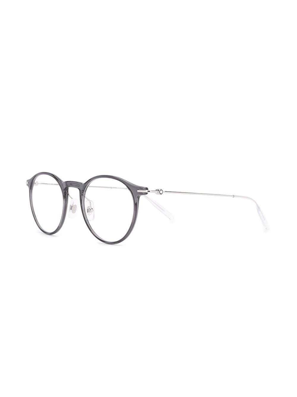 Montblanc Polished Round-frame Glasses In Gray