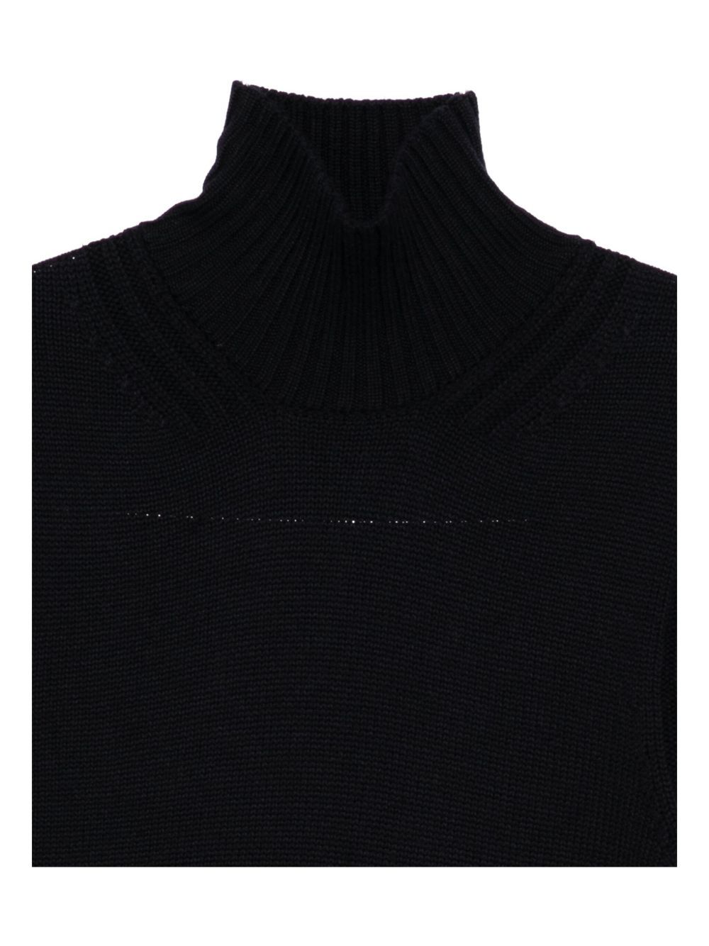 Dondup High Ribbed Turtleneck Black Wool Sweater In Black