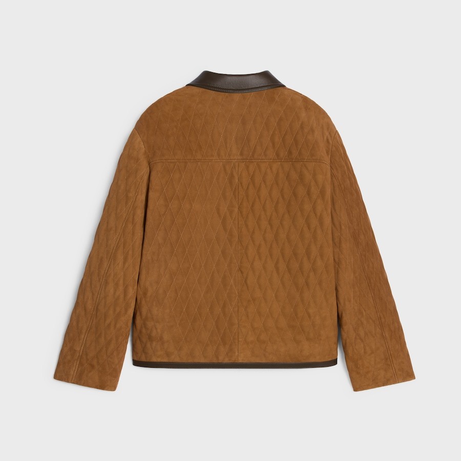 Celine Quilted Jacket In Suede In Brown