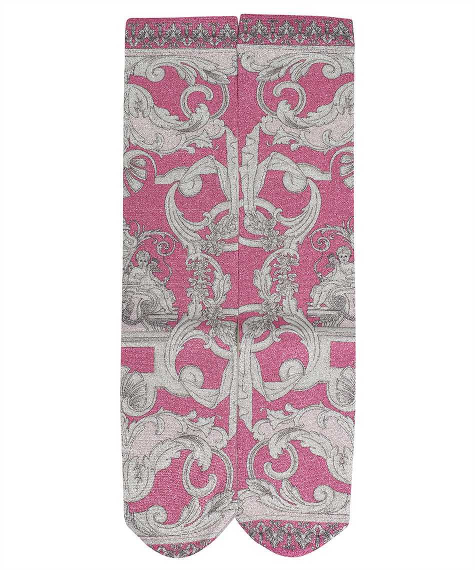 Versace Baroque Pattern-print Socks In Gray