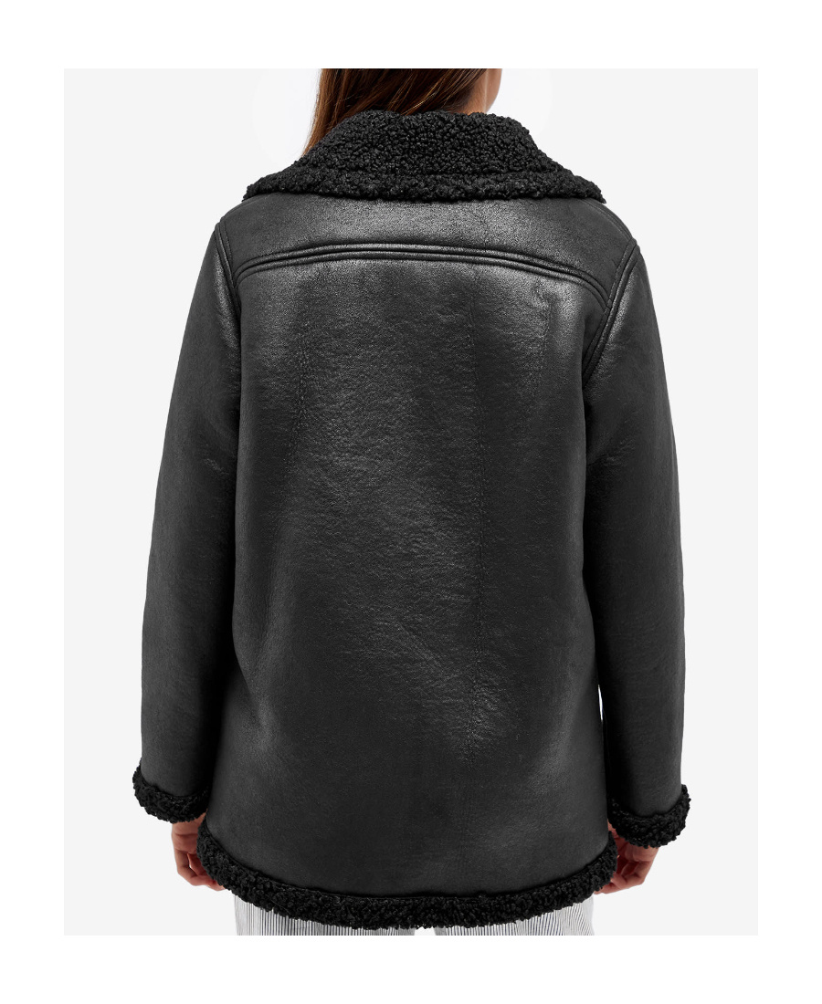 Apc Faux-leather Shearling Jacket In Black