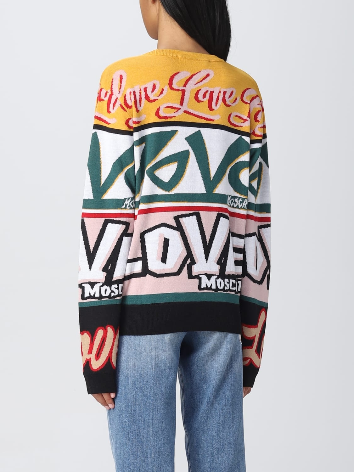 Moschino Round Neck Long-sleeved Sweater In Multicolor