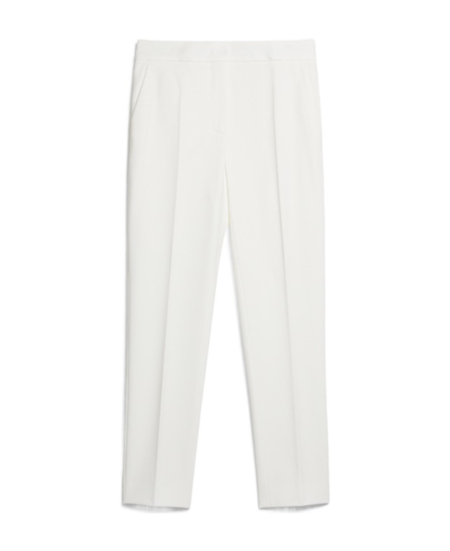 Max Mara Stretch Cotton-blend Trousers In White