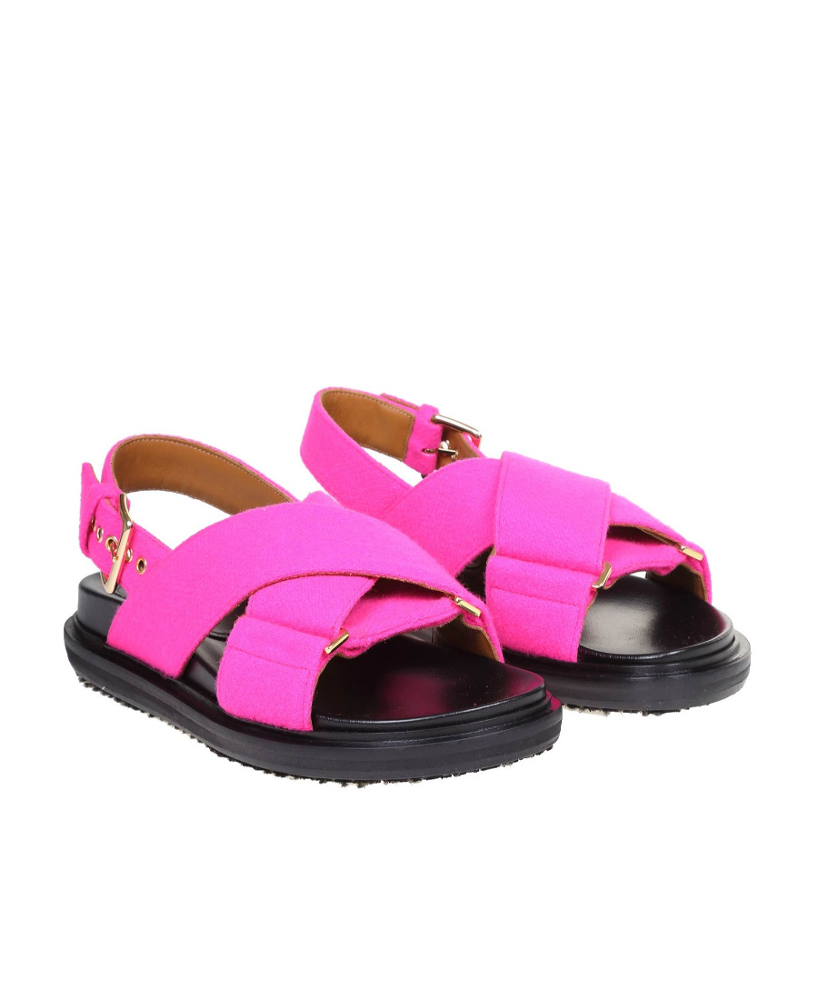 Marni Woman Sandals Fuchsia Size 6 Textile Fibers In Multicolor