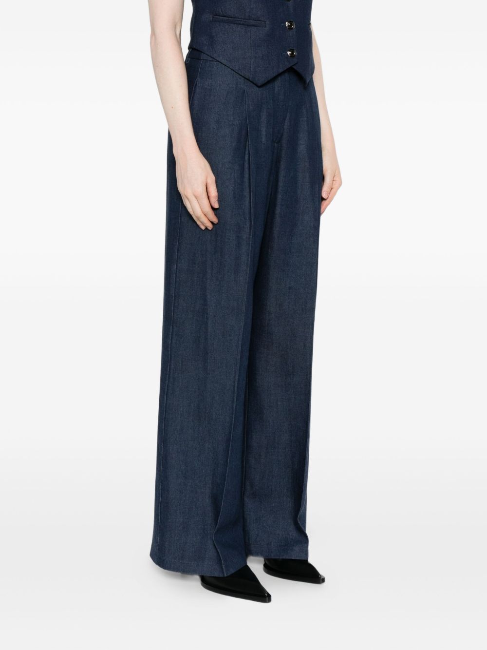 Liu •jo Liu Jo Pleated Front Trousers With High Waist In Blue