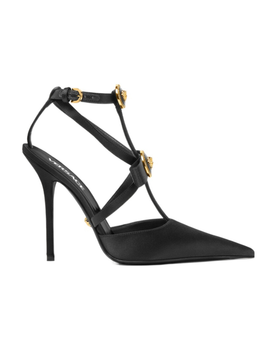Versace Gianni Ribbon Cage 110mm Pumps In Black