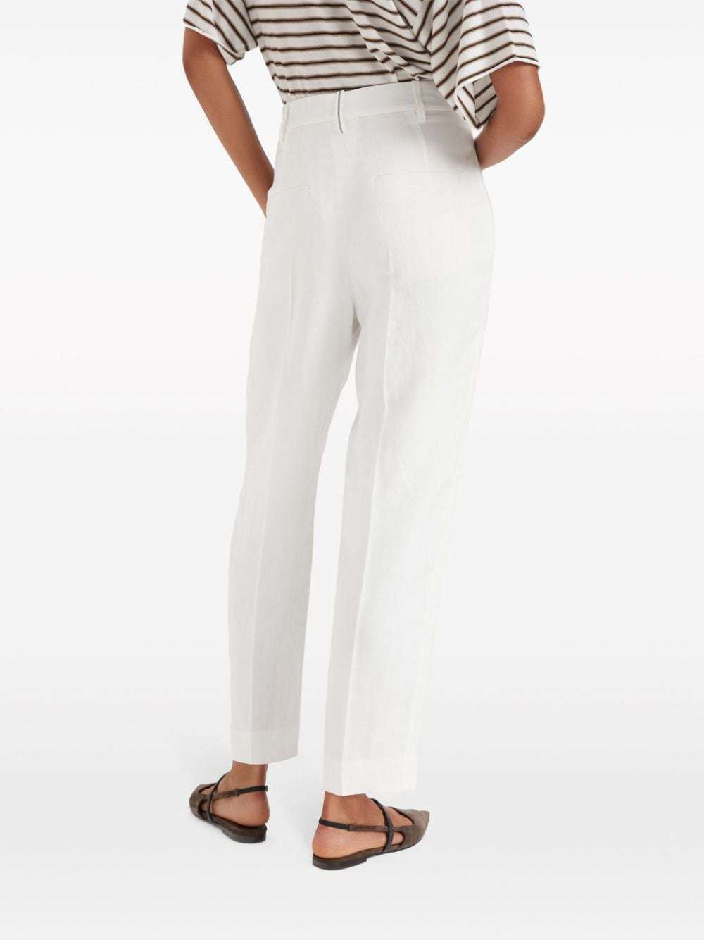 Brunello Cucinelli High-waist Cropped Trousers In White